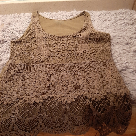 Apt. 9 Olive Green Pieced Crocheted Tank Top Size Large - Picture 4 of 9
